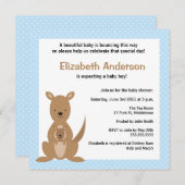 かわいいカンガルーのベビーシャワーの招待状-男の子 招待状 (正面/裏面)