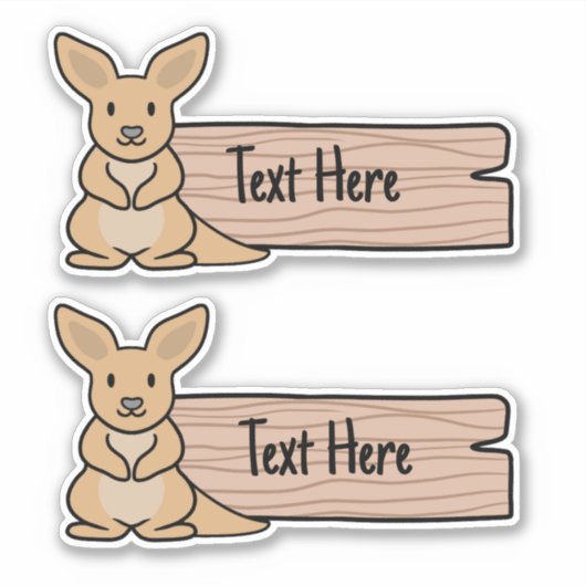 かわいいカンガルーのラベル シール (正面)
