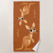 かわいいカンガルーの名前をカスタムするのビーチタオル ビーチタオル (正面)