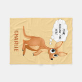 かわいいカンガルーの名前をカスタムする及び文字のフリースブランケット フリースブランケット (正面(横))