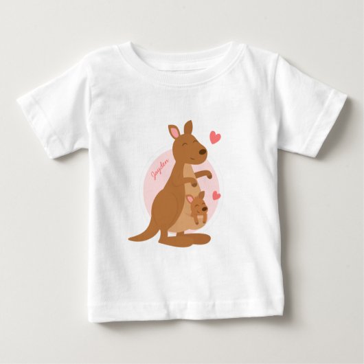 かわいいカンガルーの赤ちゃん ベビーTシャツ (正面)
