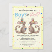 かわいいカンガルージェンダーが赤ちゃんシャワーを明らかにする招待状 招待状 (正面)