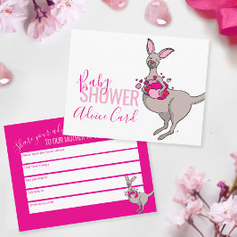 かわいいカンガルーハートポーチベビーシャワーアドバイスカード エンクロージャーカード