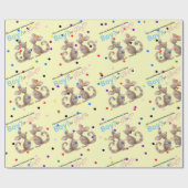 かわいいカンガルー性別リビールイエローラッピング紙 ラッピングペーパー (フラット)