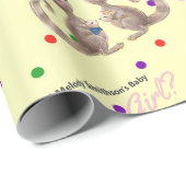 かわいいカンガルー性別リビールイエローラッピング紙 ラッピングペーパー (ロールコーナー)