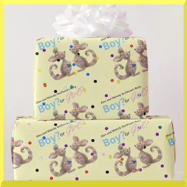 かわいいカンガルー性別リビールイエローラッピング紙 ラッピングペーパー