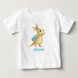 かわいいカンガルー-カスタマイズベビー名トップTシャツ ベビーTシャツ
