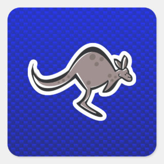 かわいいカンガルー;青 スクエアシール