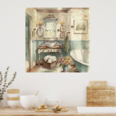 かわいいカントリーのバスルーム愛好家 ポスター (キッチン)