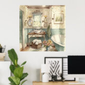 かわいいカントリーのバスルーム愛好家 ポスター (ホームオフィス)