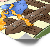 かわいいカントリーエンジェル水やり花 ポスター (角)