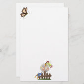 かわいいカントリーエンジェル水やり花 便箋 (正面/裏面)