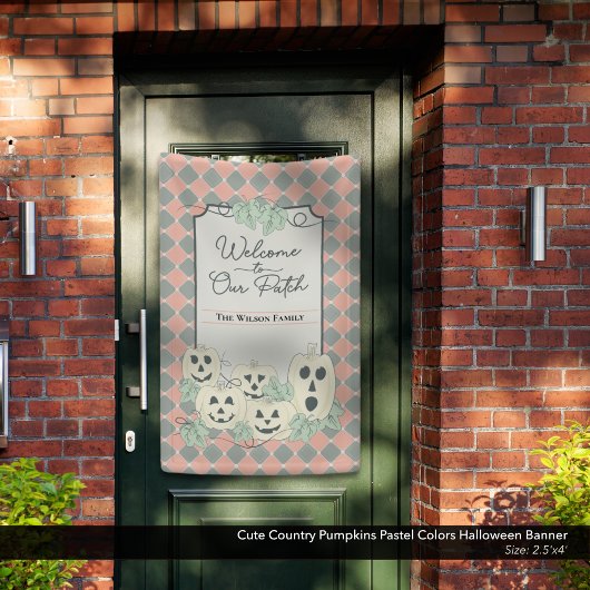 かわいいカントリーカボンプキンパステルカラーズハロウィーン 横断幕