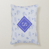 かわいいカントリーガチョウのトイル模様モノグラム アクセントクッション (正面(垂直))