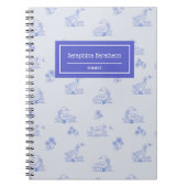 かわいいカントリーガチョウのトイル模様モノグラム ノートブック (正面)