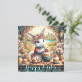 かわいいカントリーキッチンイースターバニー シーズンカード (スタンド正面)