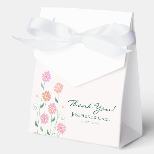 かわいいカントリーダイジーの花のウェディングギフト フェイバーボックス (正面)