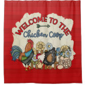かわいいカントリーチキンコープへようこそ シャワーカーテン (正面)