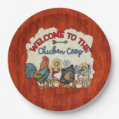 かわいいカントリーチキンコープウェルカムパーティー ペーパープレート (正面)
