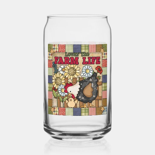 かわいいカントリーチキンファームライフ農家 ガラス缶 (正面)