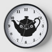 かわいいカントリーティーポットのワードアート 壁時計 (正面)