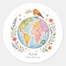 かわいいカントリーハウス Earth Day ラウンドステッカー ラウンドシール