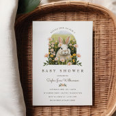 かわいいカントリーバニーワイルドフラワーガールベビーシャワー 招待状