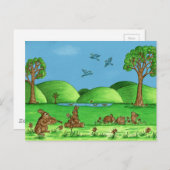 かわいいカントリーバン図解入りの、写真付きのニー ポストカード (正面/裏面)