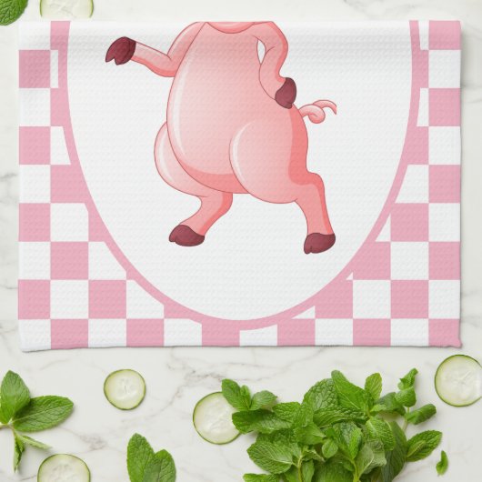 かわいいカントリーピグ愛好家の追加文字 キッチンタオル (折り畳み)