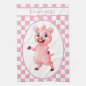 かわいいカントリーピグ愛好家の追加文字 キッチンタオル (縦)