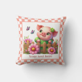 かわいいカントリーピグ愛好家を追加文字 クッション (正面)