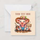 かわいいカントリーピグ愛好家を追加文字 ノートカード (正面)