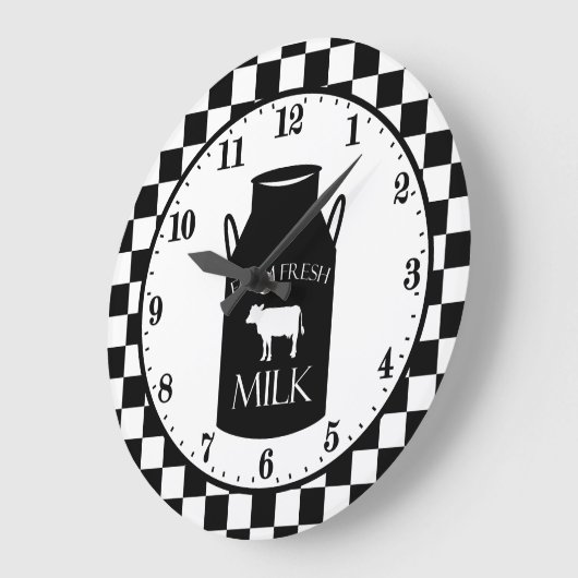 かわいいカントリーファーム新鮮なミルク牛の壁時計 ラージ壁時計 (傾斜)