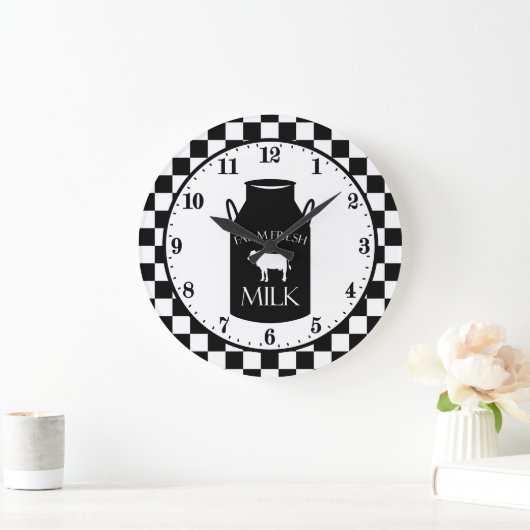かわいいカントリーファーム新鮮なミルク牛の壁時計 ラージ壁時計 (ホーム)