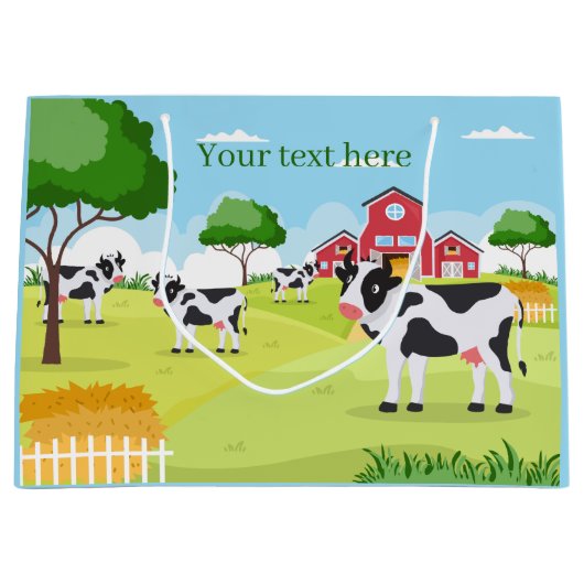 かわいいカントリーファーム追加文字 ラージペーパーバッグ (正面)