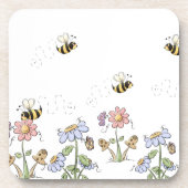 かわいいカントリーフォークの花きのこ類とバターライフル コースター (正面)