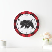 かわいいカントリーブラックベアーキャビン ラージ壁時計 (ホーム)