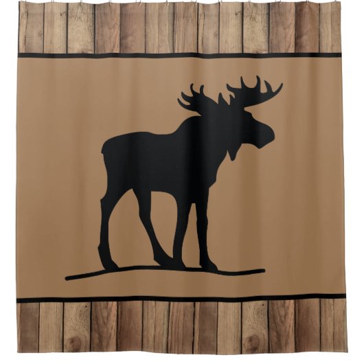 かわいいカントリームースの装飾 シャワーカーテン (正面)