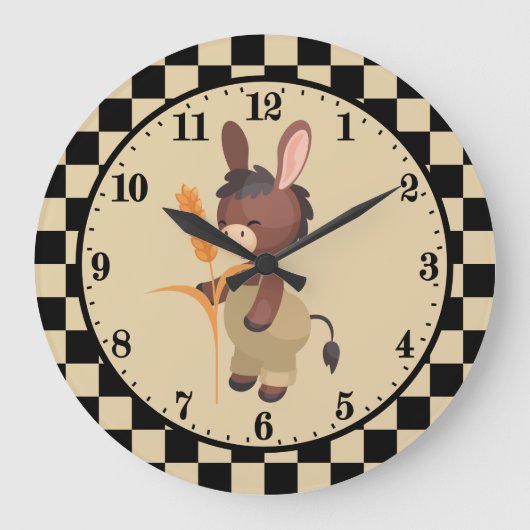 かわいいカントリーロバ愛好家 ラージ壁時計 (正面)