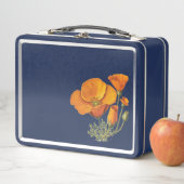 かわいいカントリーヴィンテージカリフォルニアポピー花タン メタルランチボックス (インサイチュ)