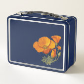 かわいいカントリーヴィンテージカリフォルニアポピー花タン メタルランチボックス (裏面)