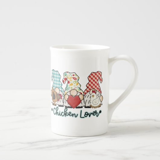 かわいいカントリー格言チキン好き ボーンチャイナマグカップ (右)