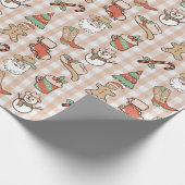 かわいいカントリー西カウボーイジンガムのクリスマス ラッピングペーパー (角)