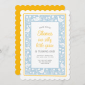 かわいいカントリー間抜けグース誕生日パーティー 招待状 (正面/裏面)