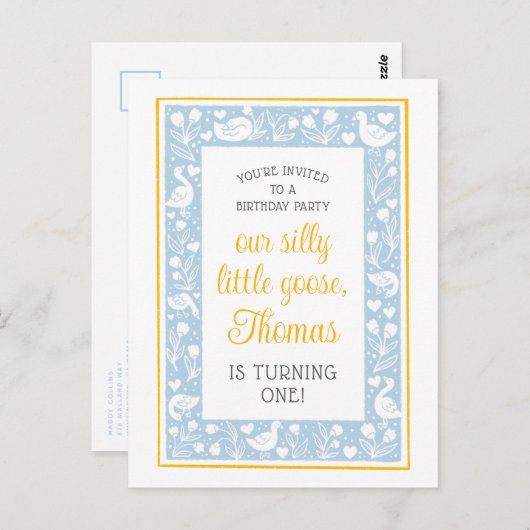 かわいいカントリー シリ―ゴースの誕生日パーティー ポストカード (正面/裏面)