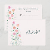 かわいいカントリー+デイジーのシンプルな結婚式RSVP 出欠カード (正面/裏面)