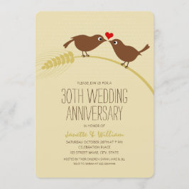 かわいいカントリー ラブバード 30周年結婚記念日 招待状
