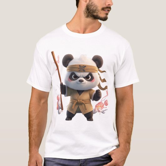 かわいいカンフーパンダ戦士グラフィック Tシャツ (正面)