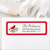 かわいいカーディナルとホリーリーフのホワイトラベル ラベル (インサイチュ)