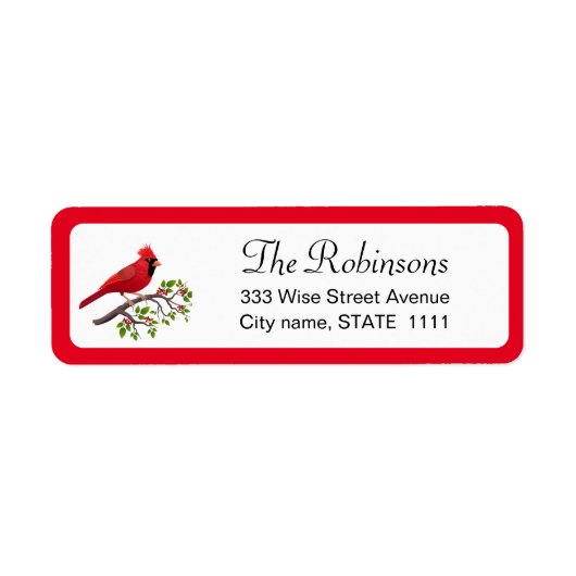 かわいいカーディナルとホリーリーフのホワイトラベル ラベル (正面)